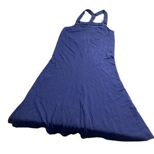 Sz 36 LACOSTE Women's Navy Blue Pique Knit Silver Tone Ring Halter Dress